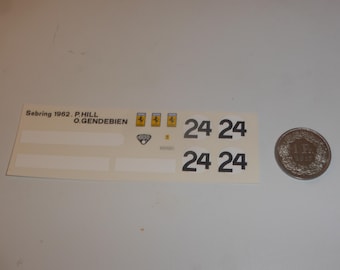 1:43 decals for Ferrari 250 GTO NART 12h Sebring 1962 Gendebien/Hill Cartograf
