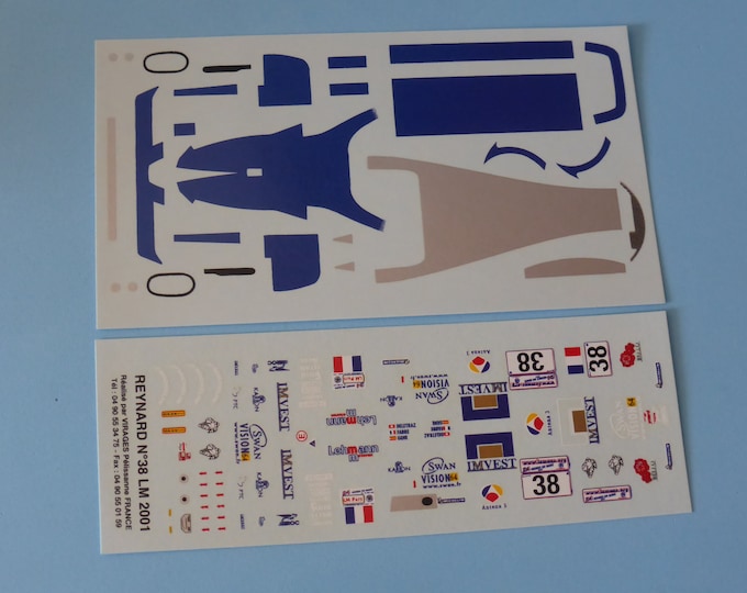 1:43 decals for Reynard Volkswagen 2KQ-LM LMP675 Le Mans 2001 #38 Gené/Délétraz/Fabre