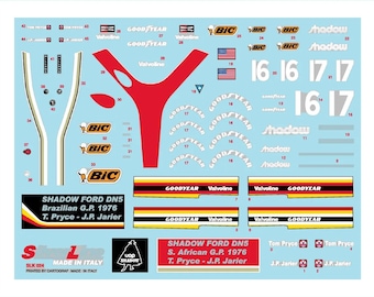 1:43 waterslide serigraphed decals Shadow DN5 Brazilian/S.African GP 1976 Pryce and Jarier Tameo SLK024