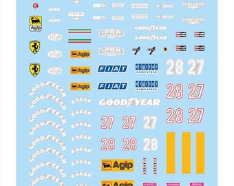 1:43 waterslide serigraphed decals Ferrari 126 C4 F1 Belgian GP 1984 Alboreto/Arnoux Tameo TMK011