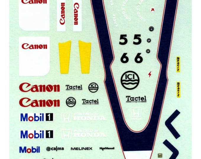 1:43 waterslide serigraphed decals Williams Honda FW11 F1 Brazilian GP 1986 Piquet/Mansell Tameo TMK041