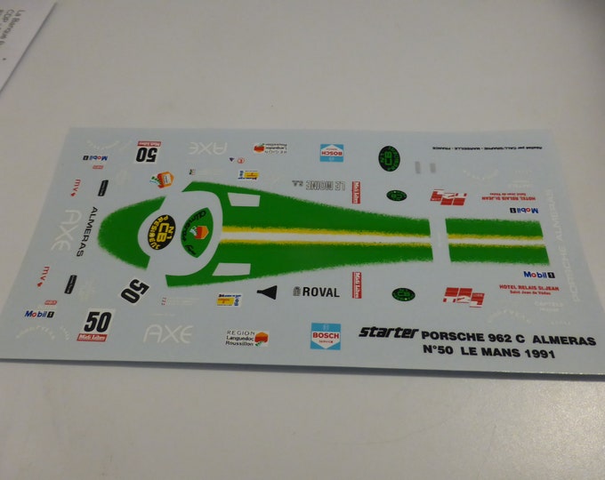 1:43 decals for Porsche 962C GrC Almeras Axe Le Mans 1991 #50 Almeras/Almeras/De Thoisy Starter production