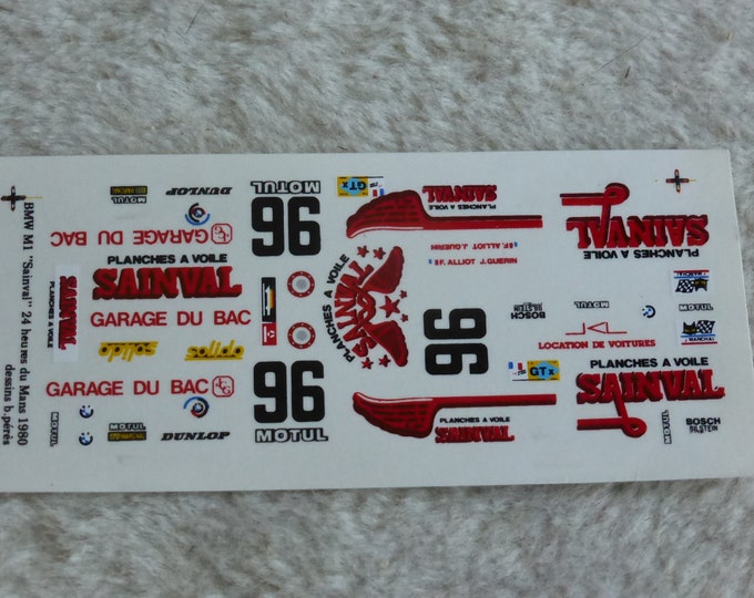 1:43 decals for BMW M1 IMSA-Gtx Sainval Le Mans 1980 #96 Alliot/Guerin Record