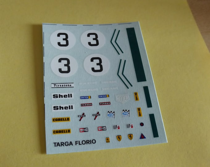 1:43 decals sheet for Ferrari 312 PB Targa Florio 1972 winner Munari/Merzario Tameo