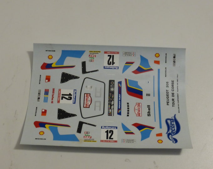 1:43 decals for Peugeot 205 Turbo 16 Tour de Corse 1984 #12 Nicolas/Pasquier Cartograf