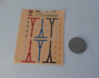 1:43 waterslide serigraphed decals seatbelts (red, blue, black) for racing cars