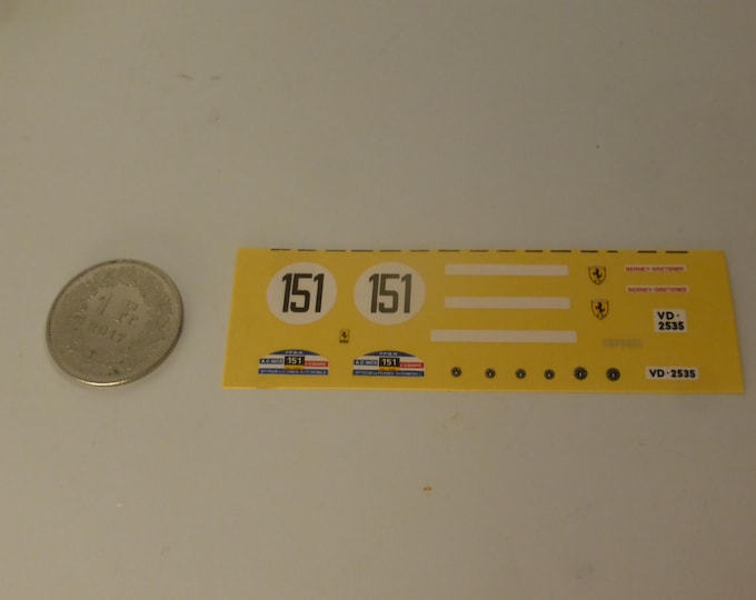 1:43 waterslide decals for Ferrari 250 GT SWB 2939GT Tour Auto 1961 #151 Berney/Gretener