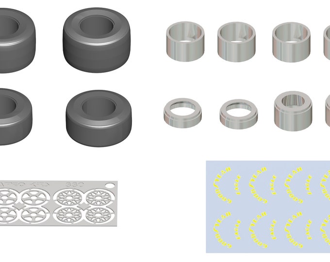 high definition wheels set for Formula 1 cars (1993) with Goodyear decals Tameo PWT16 1:43