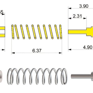 turned 1:43 shock absorbers with coil springs Type-B (pack of 4 pieces) Tameo PG16