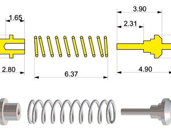 turned 1:43 shock absorbers with coil springs Type-B (pack of 4 pieces) Tameo PG16