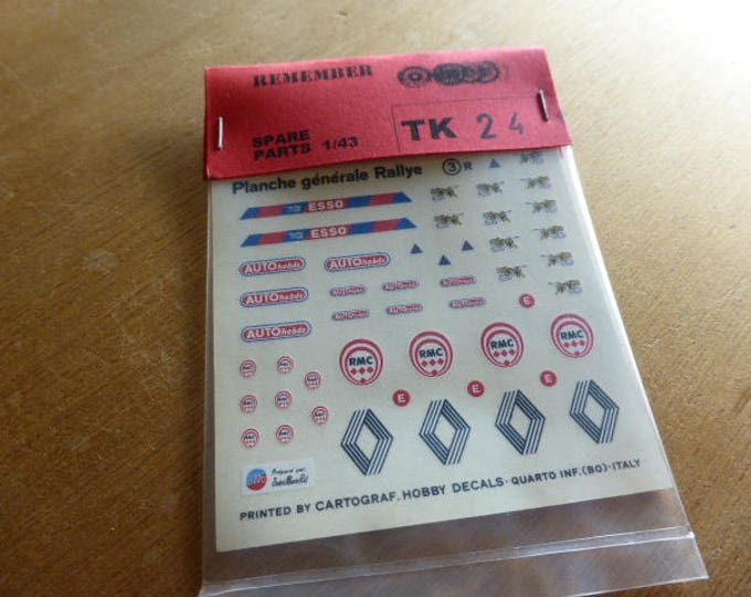 high quality 1:43 decals AMR Cartograf - Esso RMC Renault AutoHebdo - Remember TK24