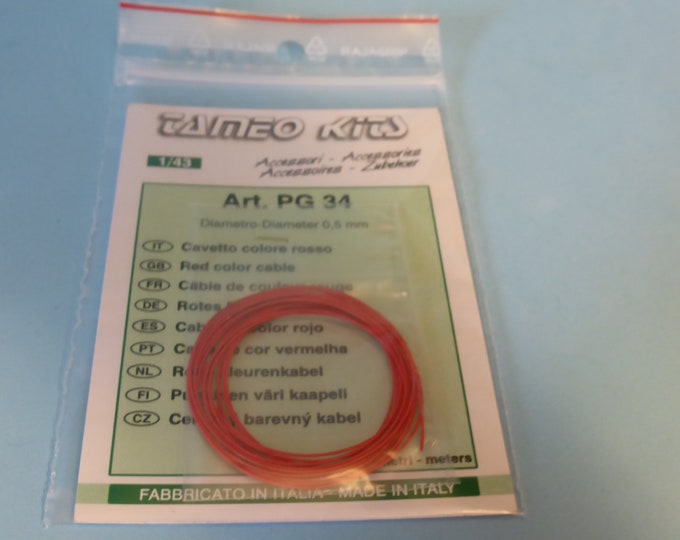 high quality red colour mm 0.5 diameter cable 2 meters (ideal for engines, brakes, etc) Tameo PG34 1:43