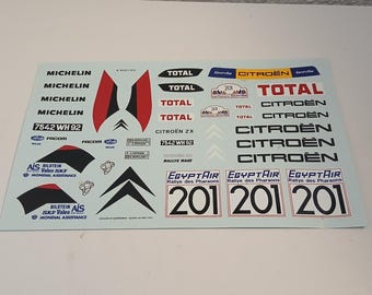 waterslide serigraphed 1:18 decals set for Citroen ZX Rallye des Pharaons 1990 Vatanen Cartograf production