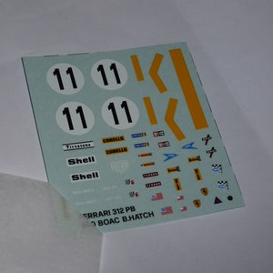 1:43 decals sheet for Ferrari 312PB Boac 500 1972 #11 Ickx/Andretti Tameo TMK18