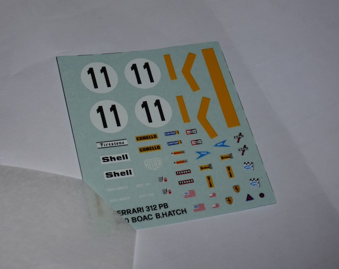 1:43 decals sheet for Ferrari 312PB Boac 500 1972 #11 Ickx/Andretti Tameo TMK18