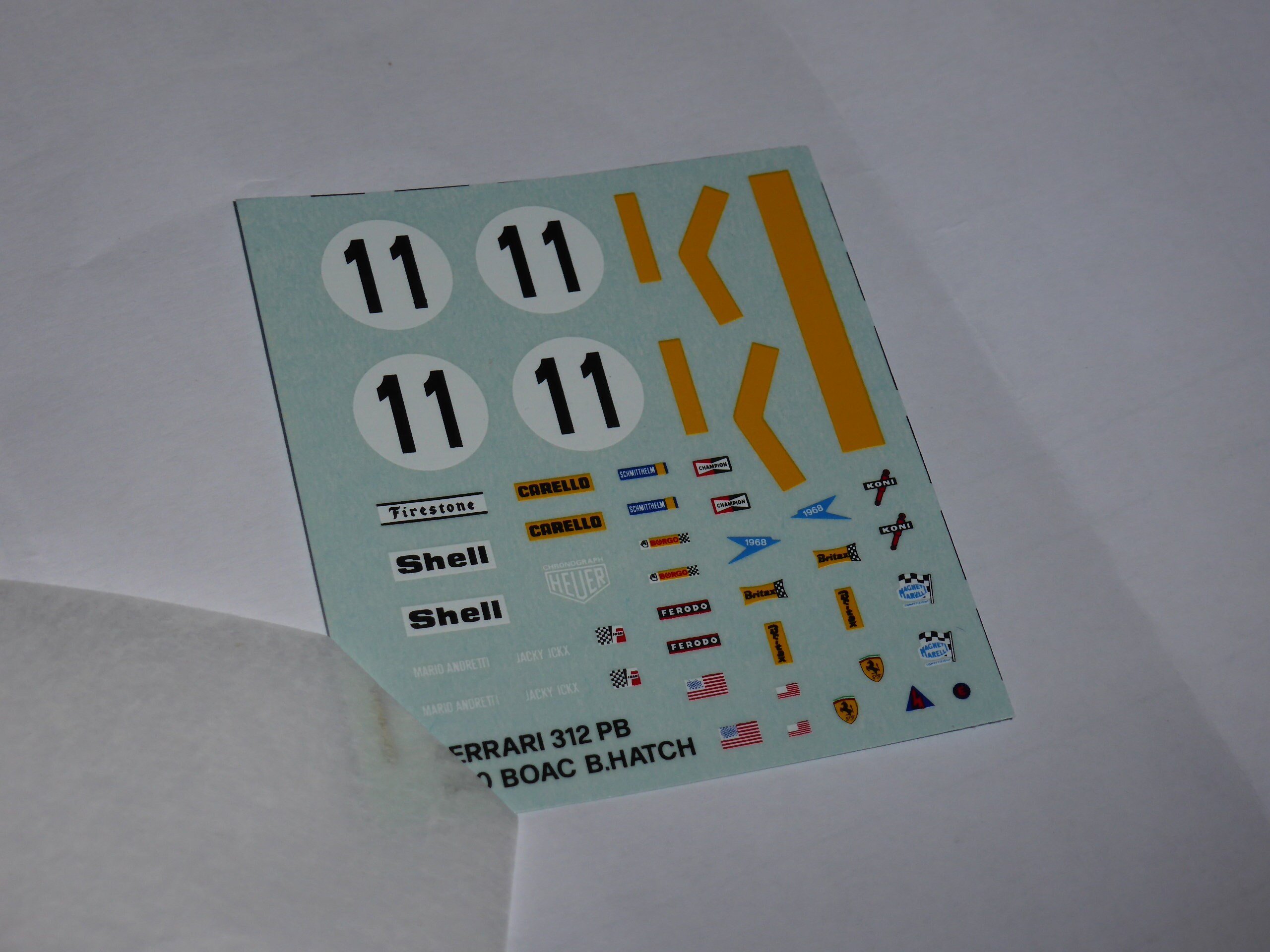 1:43 decals sheet for Ferrari 312PB Boac 500 1972 #11 Ickx/Andretti ...