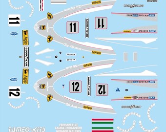 1:43 waterslide serigraphed decals Ferrari 312 T Monaco GP 1975 Lauda/Regazzoni Tameo WCT75