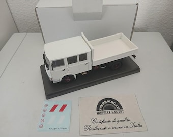 OM Fiat 55 (series 50) 2-axles triple cabin truck white special Handbuilt model by Nonomologati 1:43