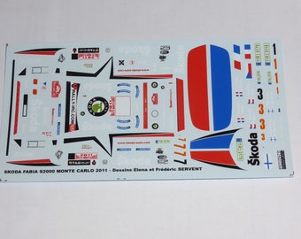 1:43 decals for Skoda Fabia S2000 Rally Monte Carlo 2011 #1/3/7 Vouilloz/Kopecki/Hanninen Provence Miniatures