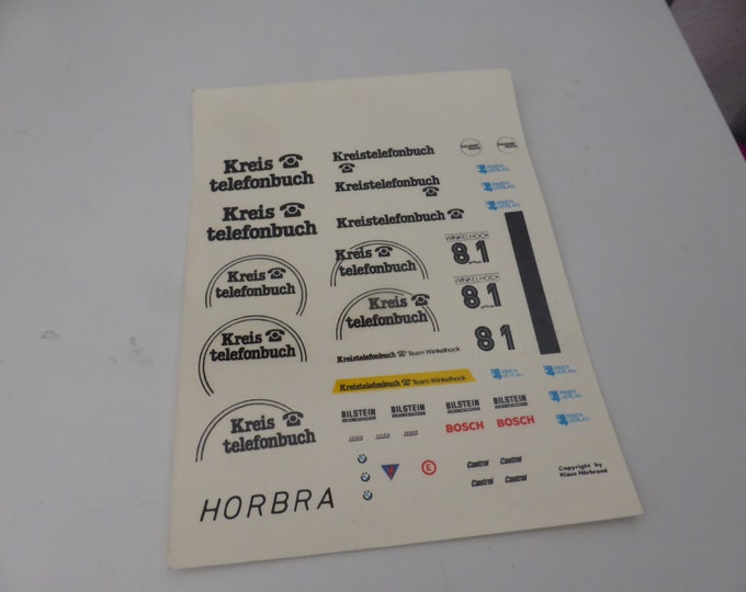 1:43 decals sheet for BMW M1 Kreis Telefonbuch Pro-Car 1979 #81 Manfred Winkelhock Horbra