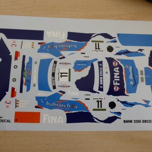 1:43 decals BMW 320i ERCO 24h Spa 1996 #11 Defourny/Saelens/Thiers Tin Wizard JA980