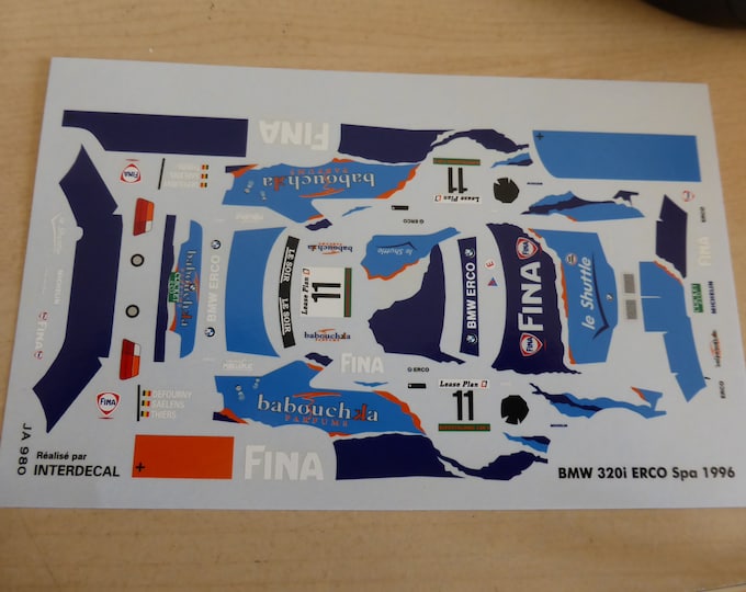 high quality 1:43 decals BMW 320i ERCO 24h Spa 1996 #11 Defourny/Saelens/Thiers Tin Wizard JA980