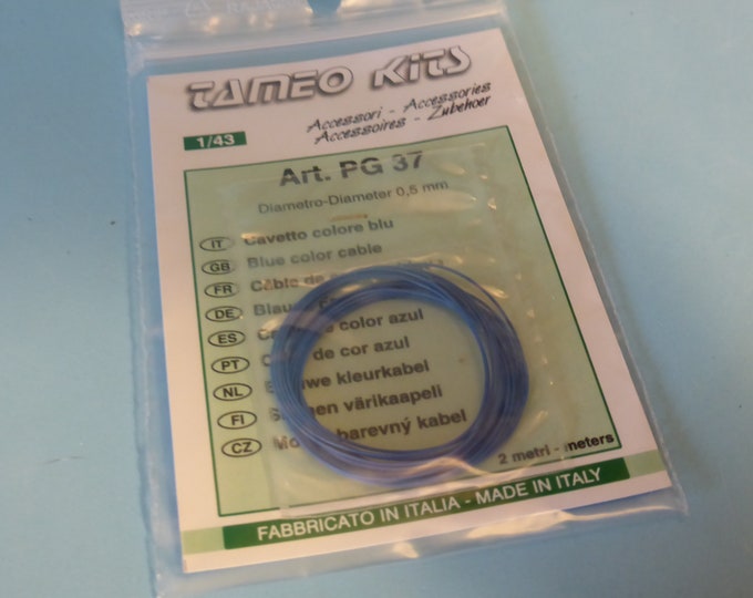 high quality blue colour mm 0.5 diameter cable 2 meters (ideal for engines, brakes, etc) Tameo PG37 1:43