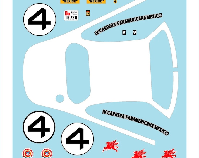 1:43 waterslide serigraphed decals Ferrari 340 Maxico Carrera Panamericana 1953 Hill/Ginther Tameo TMK016