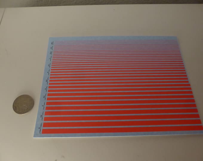 1:43 waterslide decals dayglo matt red stripes various widths