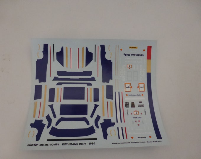 1:43 decals sheet for MG Metro 6R4 GrB Rothmans Donegal Rally 1986 #1 McRae/Grindrod Starter production