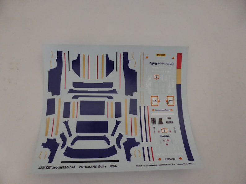 Radio Control Rally Car Decals Rothmans 1:43 Decals Sheet for MG Metro 6R4 Grb Rothmans Donegal Rally 1986 #1 ...