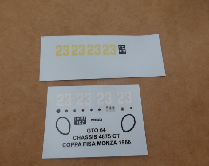 decals for Ferrari 250 GTO 64 4675GT Coppa FISA Monza 1966 #23 Taramazzo by Piranha 1:43