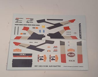 1:43 waterslide serigraphed decals Audi Quattro Rally Sanremo 1981 #14 Mouton/Pons
