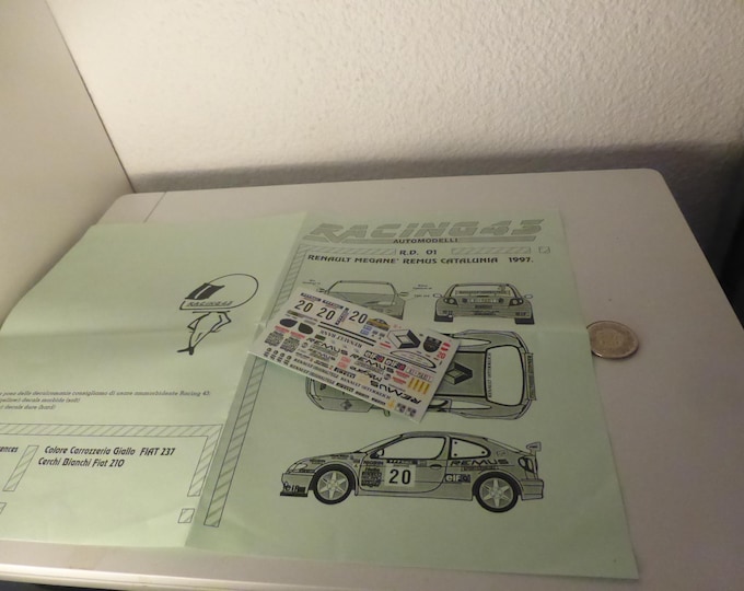 1:43 decals sheet for Renault Megane Rally Catalunya 1997 #20 Carlsson/Sperrer RACING43 RD01
