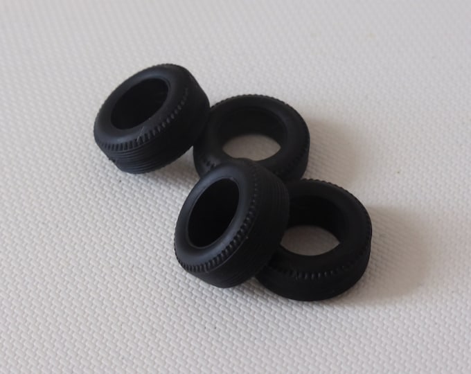 Set of 4 tires, threaded - Model car accessories - Scale model tires - 1:43 mm 6.90x16.00x9.30 #4374