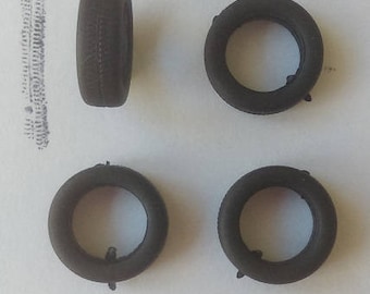 Set of 4 tires, threaded - Model car accessories - Scale model tires - 1 43 tires - 4x12,5x8,2mm - #4362