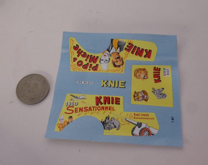 1:43 waterslide decals sheet Circus Knie for vans and trucks of the 50-60s
