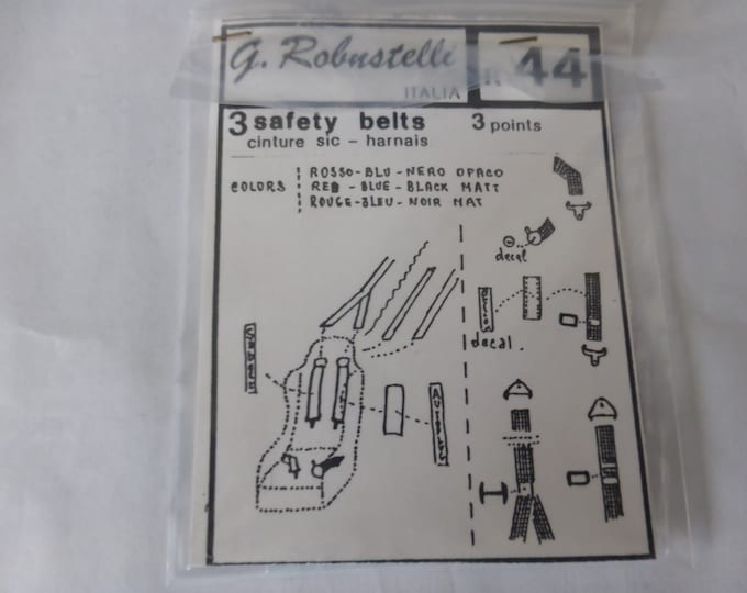 high definition 1:43 photoetched 3-point safety belts (3 pcs) with lots of details and decals Robustelli R44