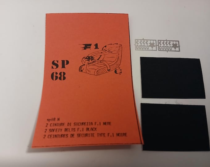 Pack of two 1:43 seatbelts sets for F1 cars (photoetching plus adhesive pre-cut black tissue) Tron SP68N