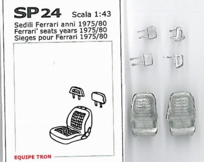1:43 scale white metal seats for Ferrari 1975-80 (BB, 400 etc) pack of 2 pieces with two different headrests Tron SP24