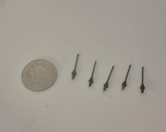 set of 5 plastic aerials antennas moulded with base (90 degrees) for 1:43 models