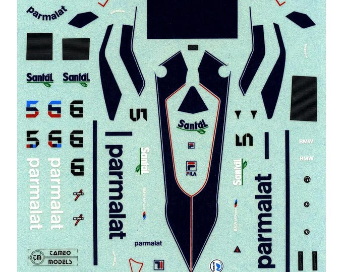 1:43 waterslide serigraphed decals Brabham BMW BT52 F1 Brasilian GP 1983 Piquet/Patrese Tameo TMK006