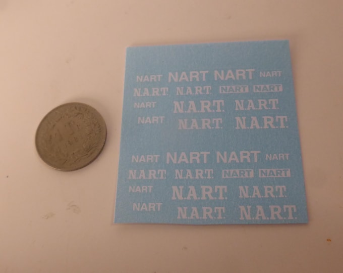 1:24 waterslide decals NART scripts (also in 1/43) scale various types and sizes