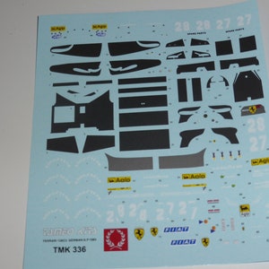 1:43 decals sheet for Ferrari 126 C3 Formula 1 German GP 1983 Arnoux/Tambay Tameo TMK336