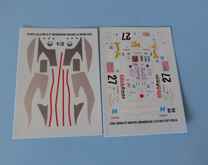 1:43 decals for MG Lola EX257 LMP675 Intersport Racing Le Mans 2003 #27 Field/Layton/Sutherland