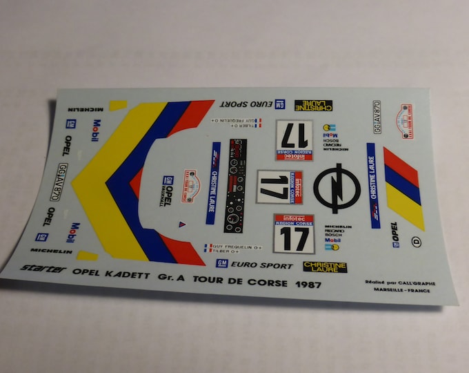 1:43 decals for Opel Kadett Gr.A Tour de Corse 1987 #17 Fréquelin/"Tilber" Starter production