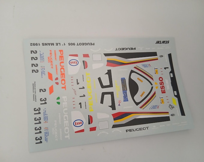1:43 decals for Peugeot 905 Group C Le Mans 1992 cars #1/2/31 Starter