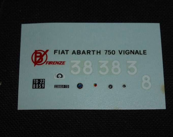 high quality 1:43 decals for Fiat Abarth 750 Vignale Goccia Mille Miglia 1957 #38 Cartograf for Barnini