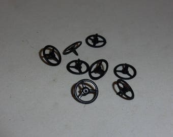 Pack of 8 high quality 1:43 plastic vintage steering wheels mm 9.7 three spokes 43VD