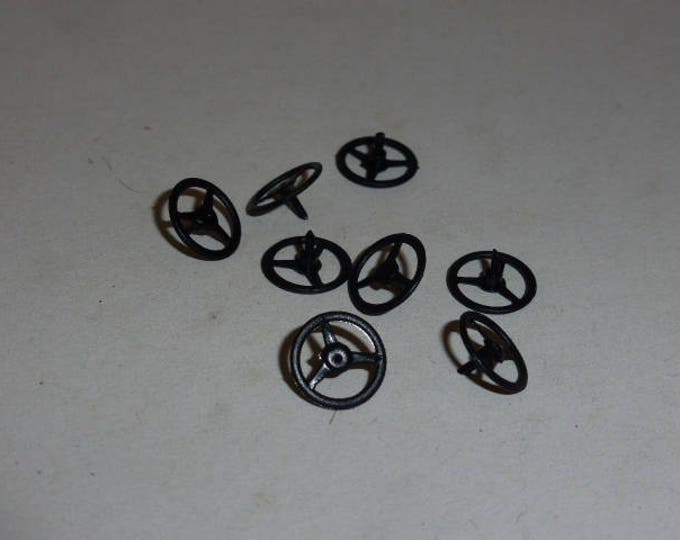 Pack of 8 high quality 1:43 plastic vintage steering wheels mm 9.7 three spokes 43VD